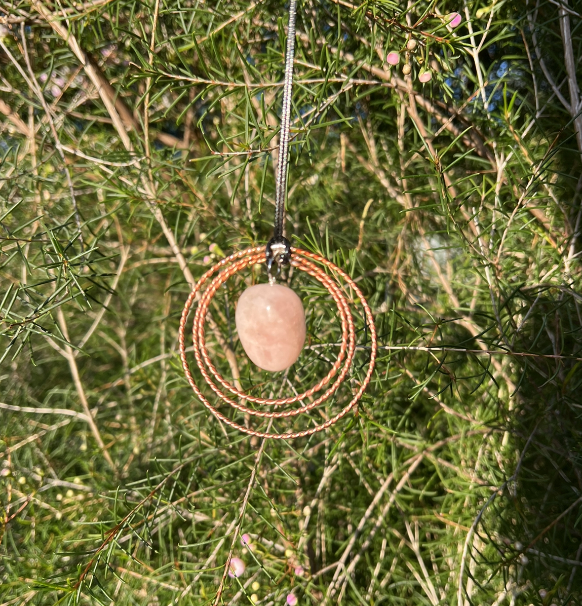 Tensor Rings Pink Morganite Crystal Pendant Necklace – Trio Pendant With Morganite - Image 3