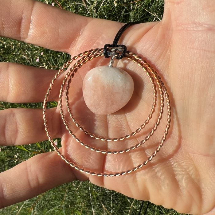 Tensor Rings Pink Morganite Crystal Pendant Necklace – Trio Pendant With Morganite