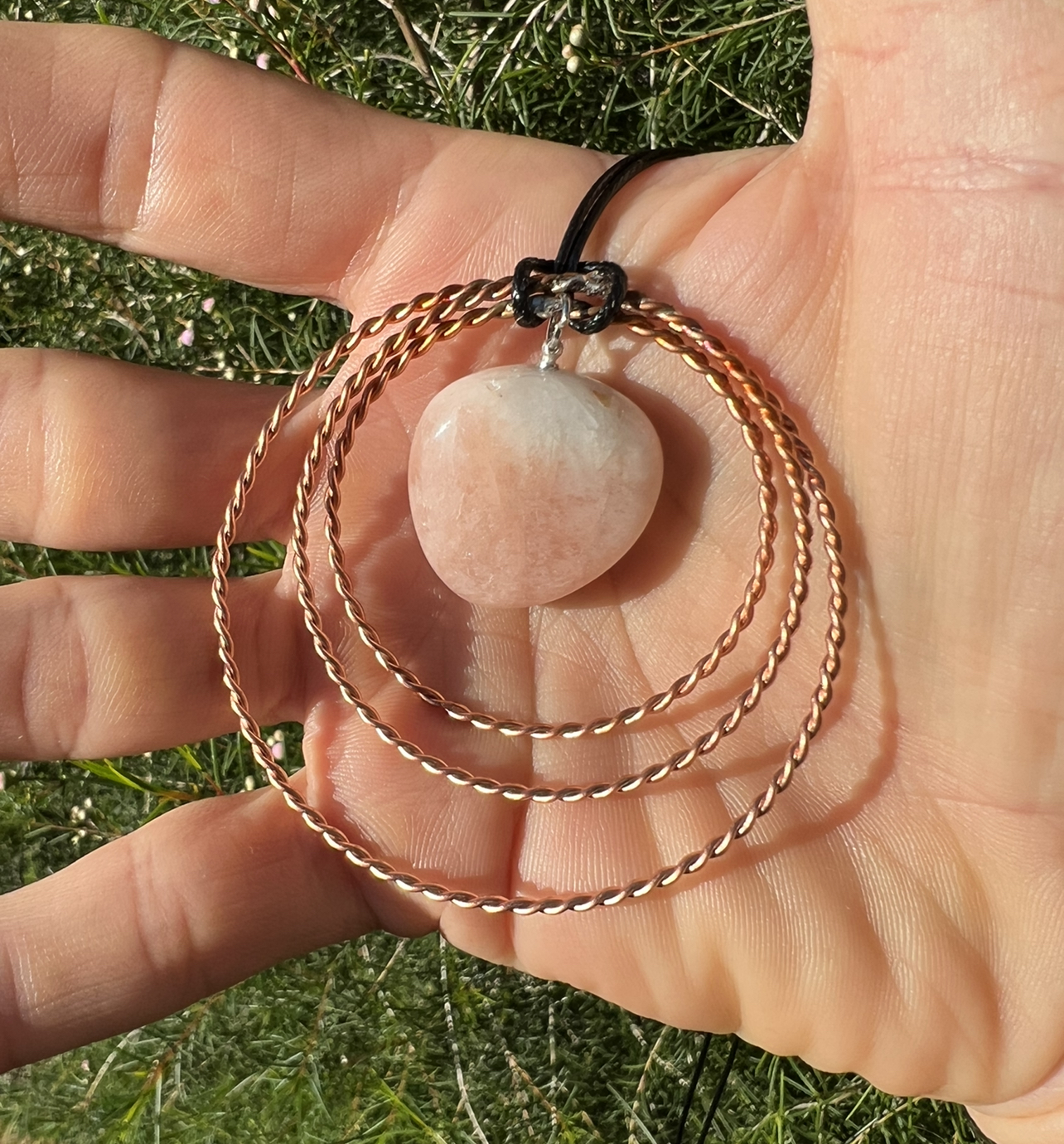 Tensor Rings Pink Morganite Crystal Pendant Necklace – Trio Pendant With Morganite
